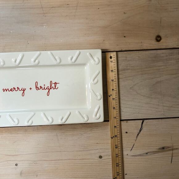 Merry Makers NWT "Merry and Bright" Serving Platter 15x7.5 Candy Cane - Picture 5 of 5